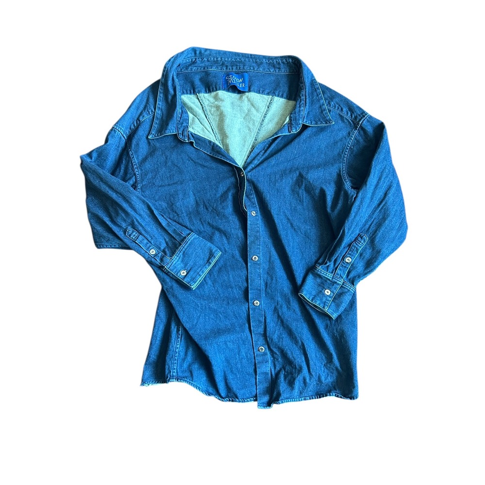 Simon Miller Womens Blue Denim Button Down Shirt Relaxed‎ Fit Made in USA Large
